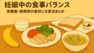 【妊娠中の食事バランス】栄養素・時期別の食材と注意点まとめ
