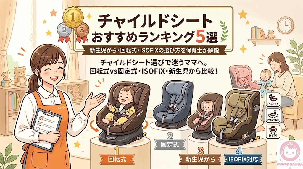【2026年最新】チャイルドシートおすすめランキング5選|新生児から・回転式・ISOFIXの選び方を保育士が解説